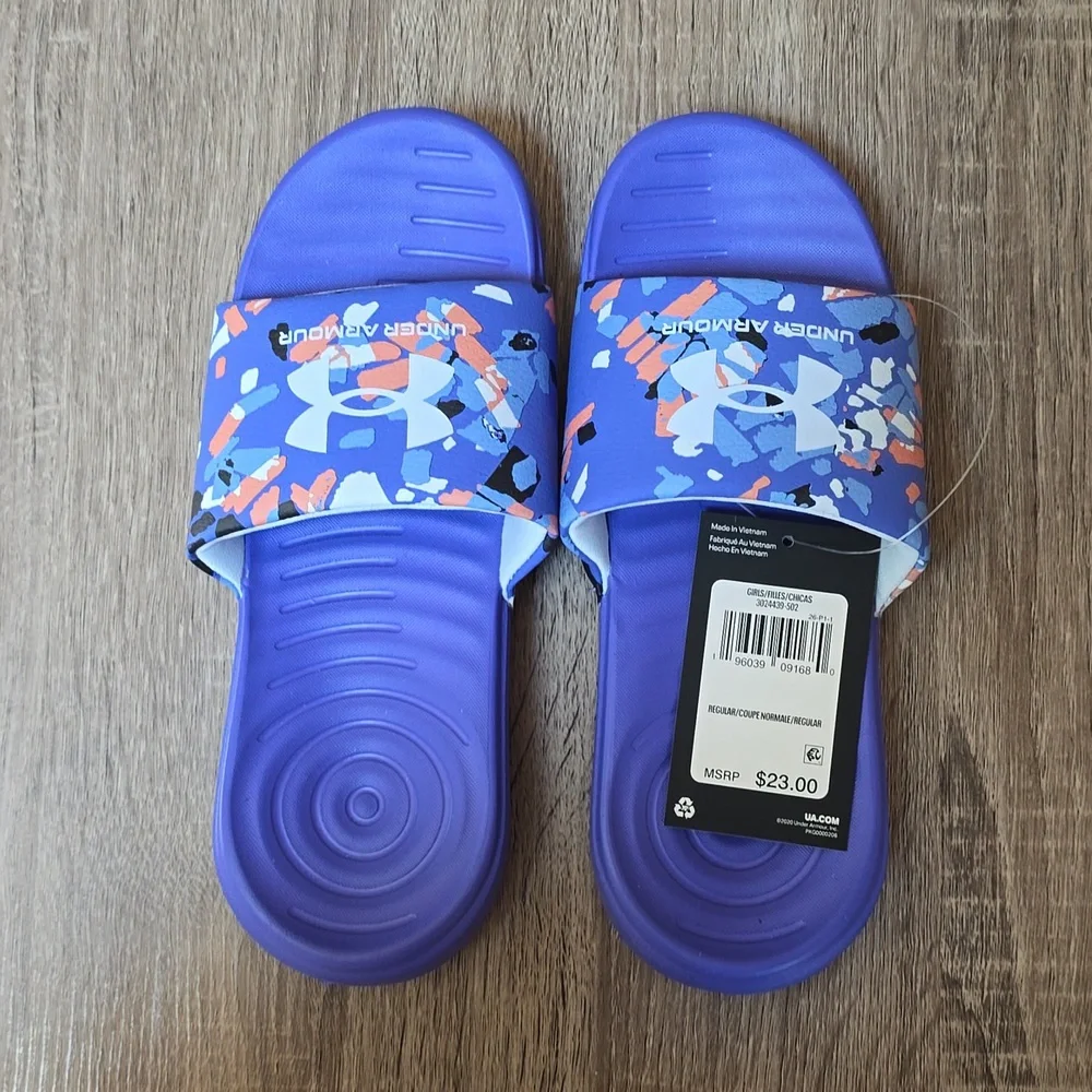 Under Armour Ansa Graphic Kids Slide Sandals  Brilliant Violet  US Size 5Y  NEW - Picture 6 of 6